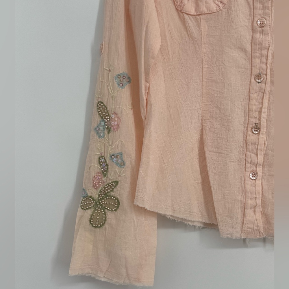 NWT Mur Mur 100% Cotton Embellished Blush blouse - Picture 3 of 9